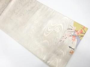 流水に紅葉模様織り出し　袋帯